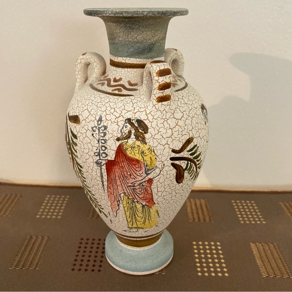 Vintage Greek Handmade & Hand Painted Ceramic Vase - Picture 1 of 8